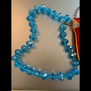 Simulated Blue Diamond Beaded Necklace 18-20”